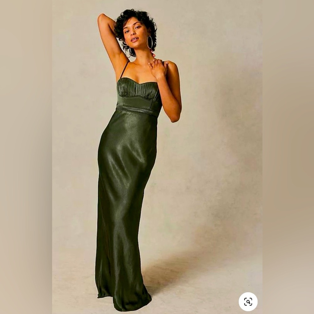 NWT Shona Joy dress - La Lune Corded Ruched Maxi Dress in Forest Green, US 2